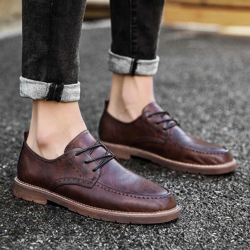 

2018 new Spring men leather shoes designer fashion casual driving luxury brand male shoes