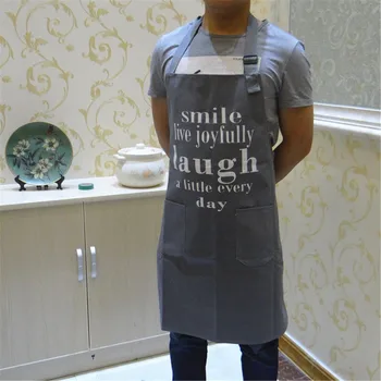 

FUYA Plain Letter Stamp Canvas Kitchen Apron Waiter Aprons With Pockets Restaurant Home Cooking Tool Shop Art Work Apron