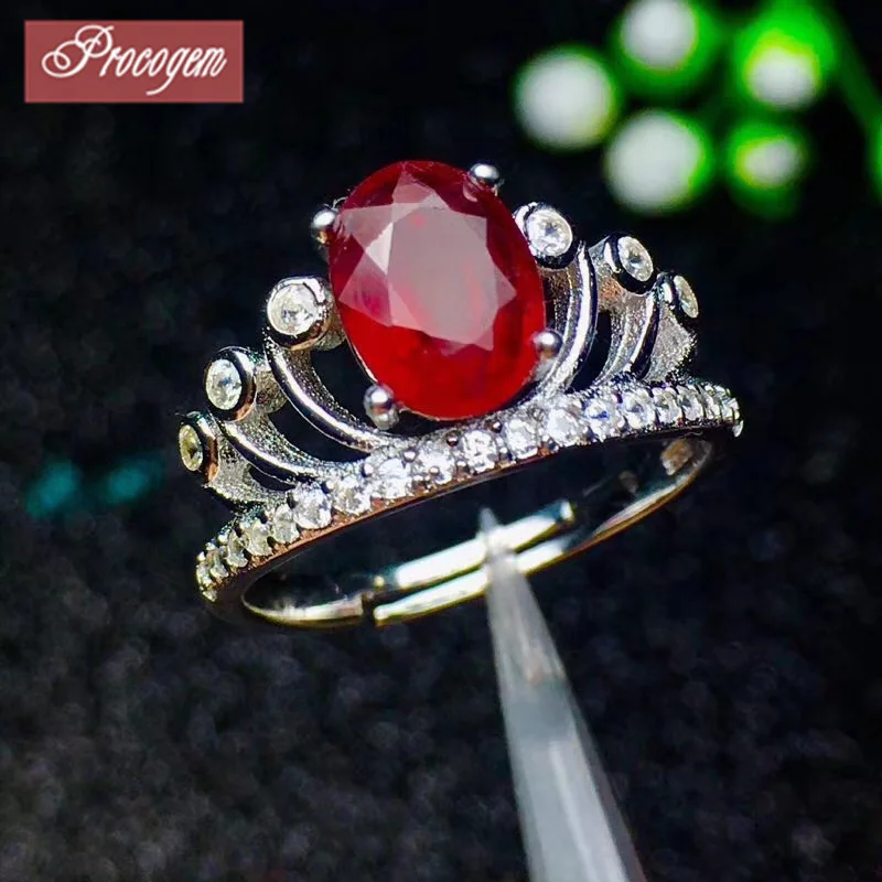 

Natural Ruby Rings for Women Ladies Valentine's Day gift 6x8mm Crown Rings Genuine Gemstones 925 Sterling silver New 2019 #236