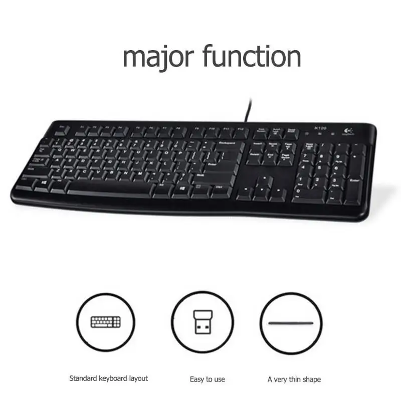 

Logitech K120 USB Wired Keyboard Spill-Resistant 108 Keys Keyboard for PC