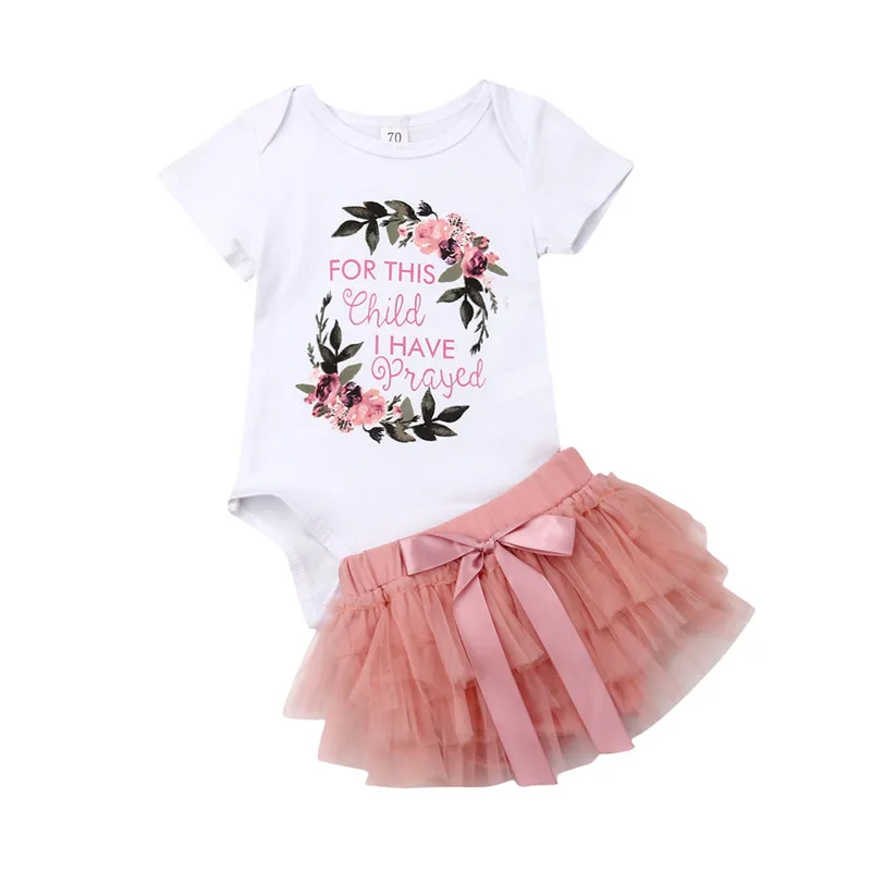 

Newborn Baby Girls free shipping clothes Tutu Tulle bow Skirts letter print round neck short sleeve Bodysuit 2pc kids Outfits