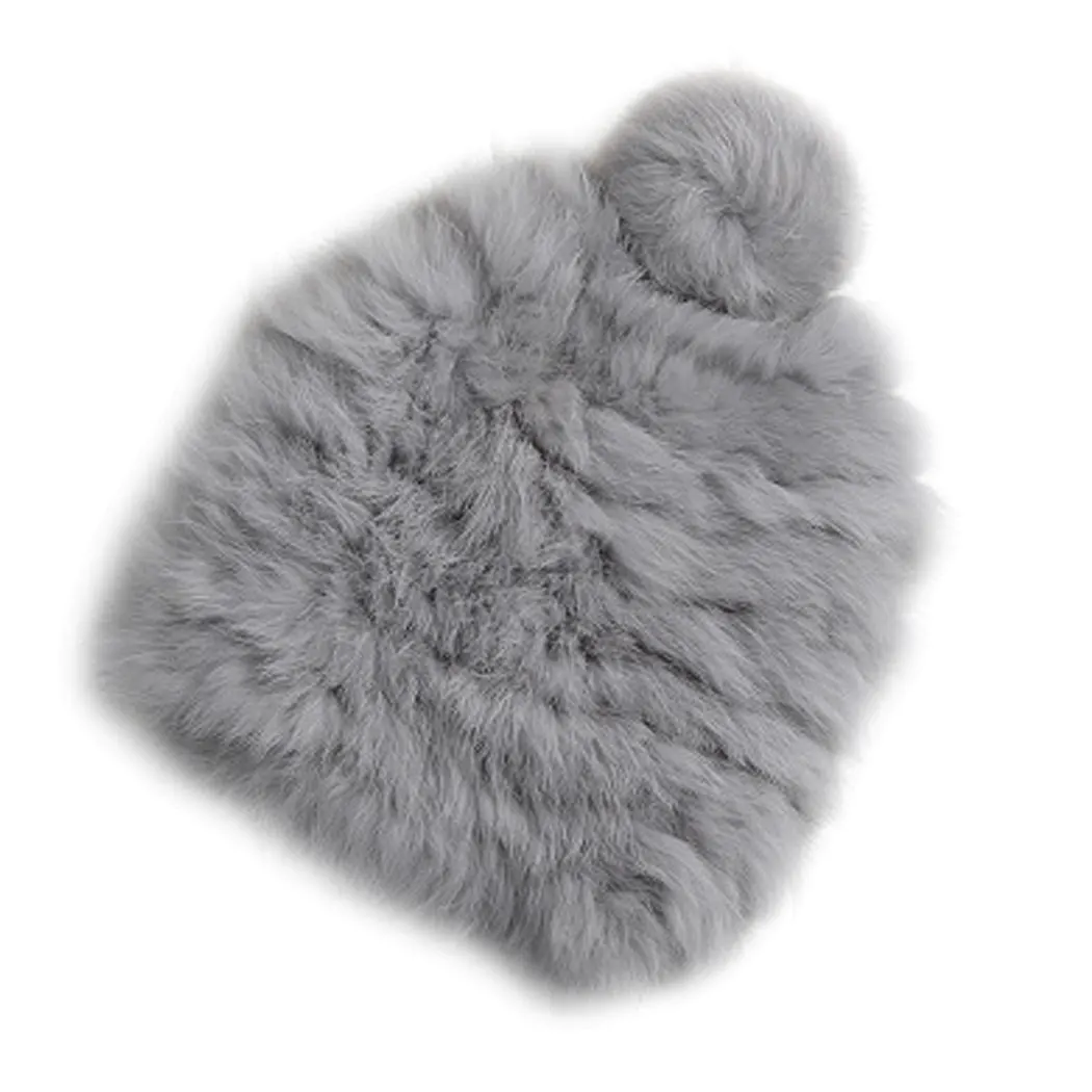 

Real rabbit fur Hats 2017 Women's Winter Hats Knitting Rabbit fur caps Skullies  Beanies Women Hat solid colors gorros cap