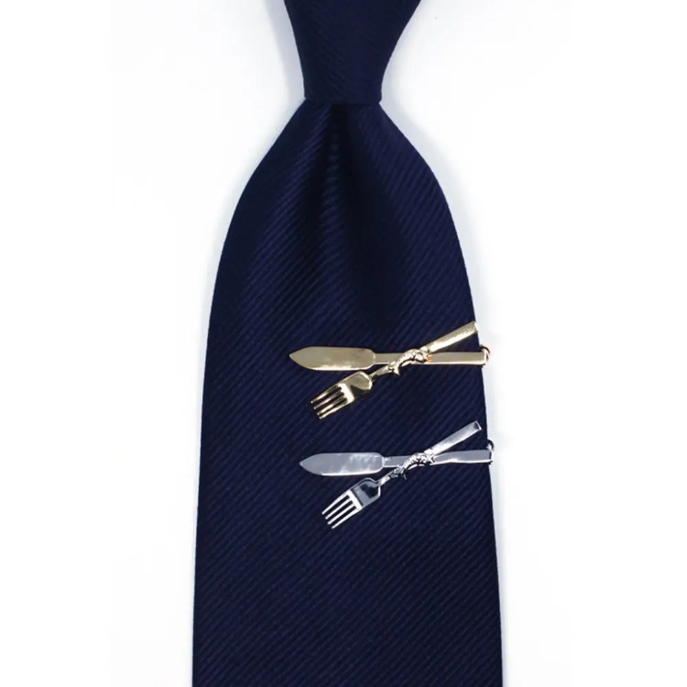 KBAP мужской металлический латунный зажим для галстука перекрестный нож и вилка