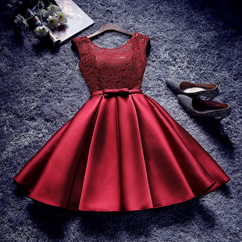 JaneyGao короткое платье для женщин, элегантное вечернее платье на шнуровке, цвета красного вина, серого шампанского,, распродажа