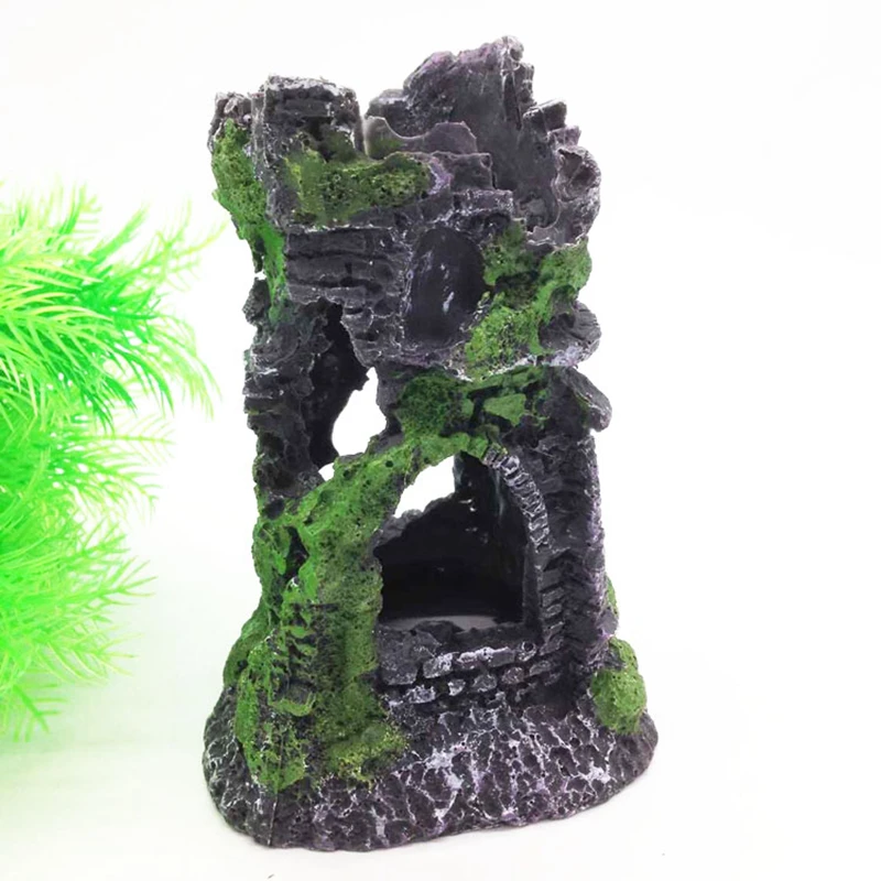 resin castle watchtower ruins aquarium ornaments fish tank decorations 10/16cm in Decorations