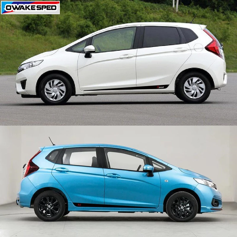 Гоночные спортивные полосы для Honda FIT JAZZ- автомобильный Стайлинг двери боковой юбки виниловые наклейки авто защита кузова наклейки