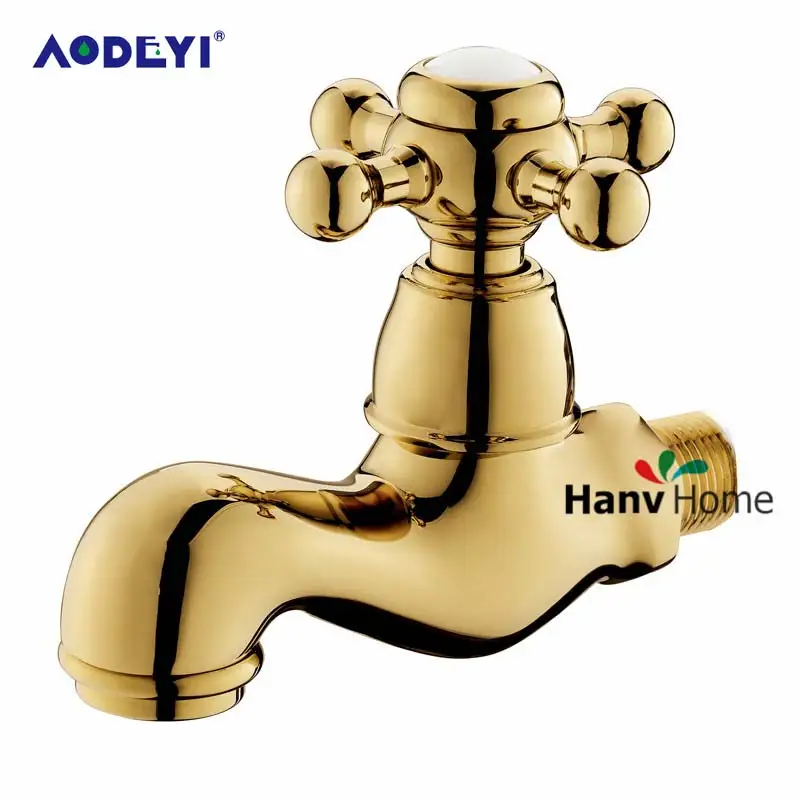 

AODEYI PVD-Ti Golden Single Cross Handle Cold Water Tap Gold Color Bathroom Faucet Shower Bar Shower Head Holder Bathroom Tap