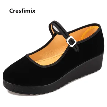 

Cresfimix chaussures de danse pour femmes women classic retro ballet dance shoes lady anti skid height increased shoes b3127