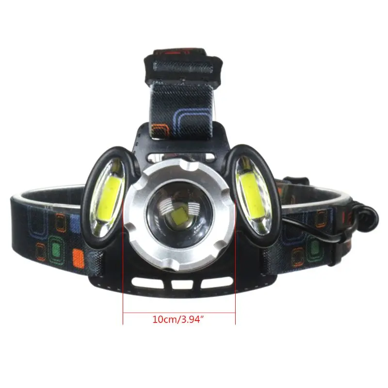 

4 Modes 3-LED Headlamp Outdoor Flashlight T6 + 2COB Headlight Adjustable Zoom