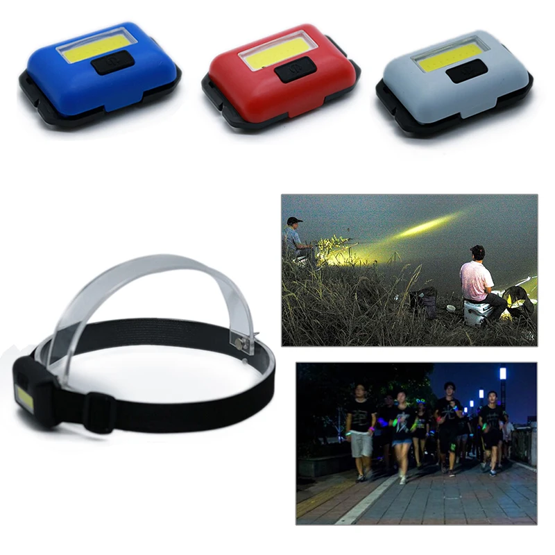 New Mini Waterproof COB LED Headlamp 3 Modes Red Warning Safety Headlight Camping Flashlight Frontal Head Light Torch Lamp AAA