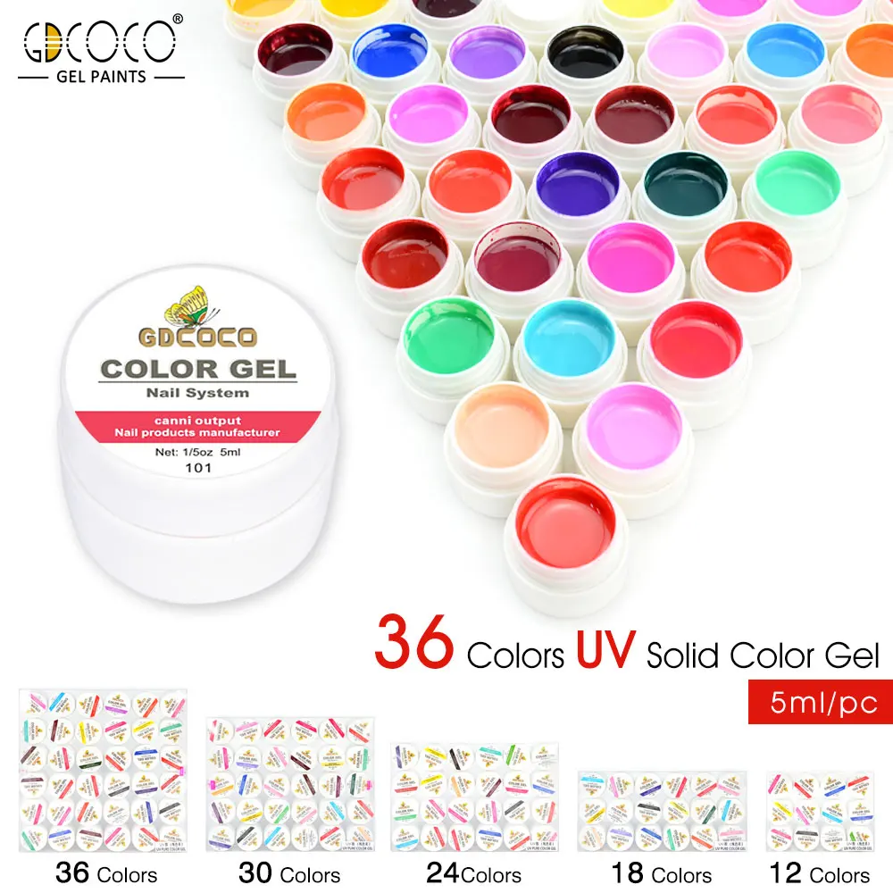 #20204 GDCOCO nail art design 36 color 5ml uv soak off paint uv gel ink