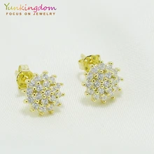 Yunkingdom цветок маленькие серьги гвоздики для женщин золотой цвет модные ювелирные изделия оптом