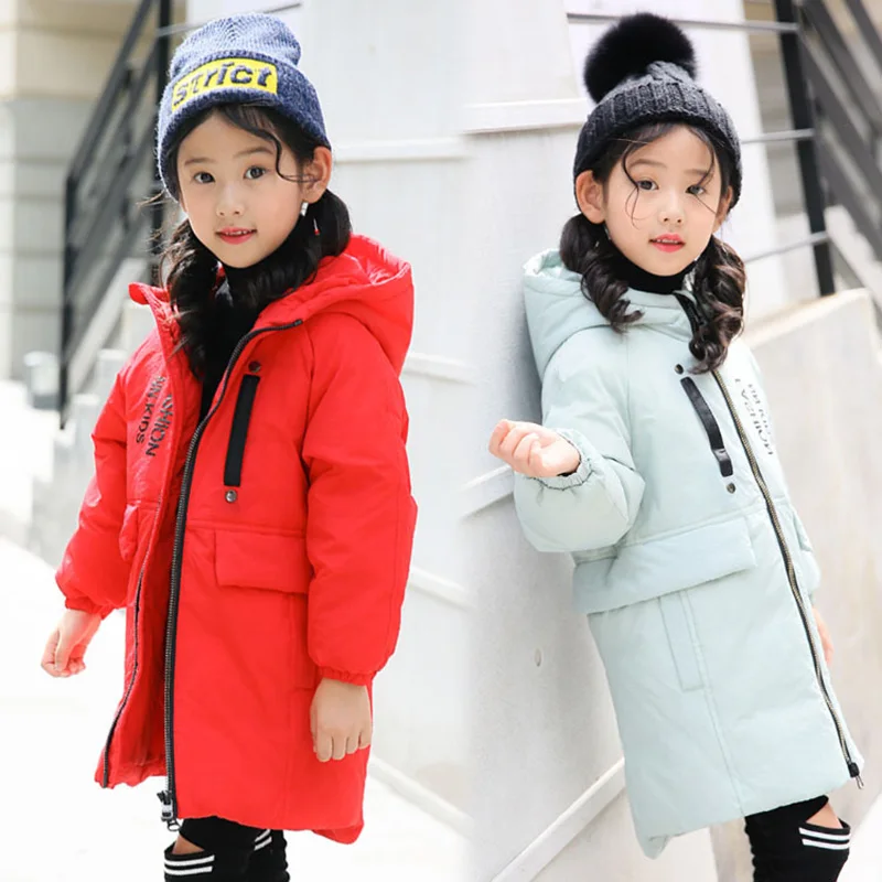 

HSSCZL girls duck down jcakets 2017 brand girl fashion winter thicken hooded long overcoat outerwear kids children clothes