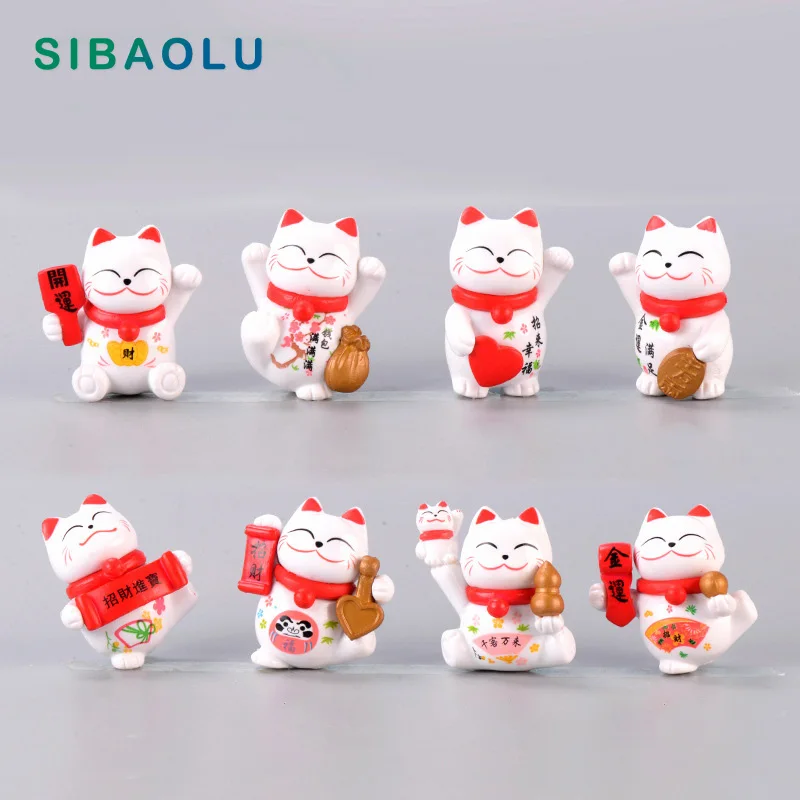 

1pc Lucky Wealth Cat Model Cartoon Kitten Animal figurine home decor miniature fairy garden decoration accessories Craft Figures