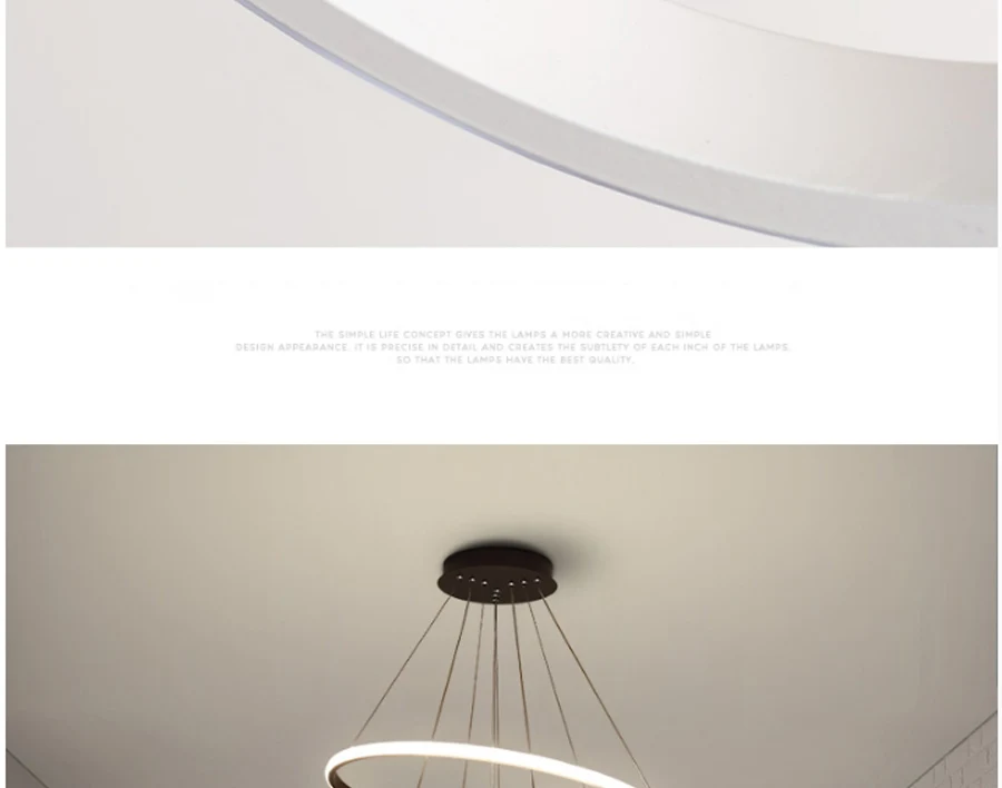 Современный подвесной светильник кофейного, черного, белого цвета для гостиной, столовой, 3/2 круглые кольца, светодиодный потолочный светильник