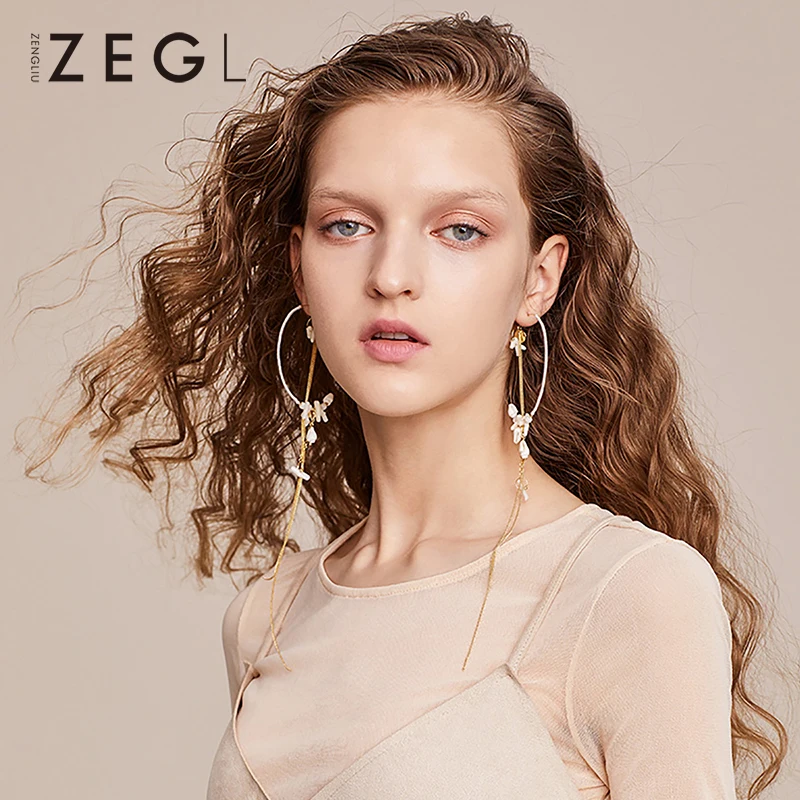 ZEGL кольцо серьги круг Модные женские кисточкой Длинные кулон | Украшения и