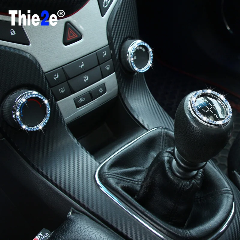 

Car styling Crystal Car Air Conditioning control Switch ring trim /Gear Shift Knob Cover Trim For Chevrolet Cruze 2009-2013