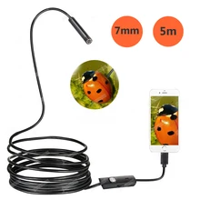Горячая 7 мм объектив 5 м/10 м Android USB эндоскоп камера гибкая трубка «Змея» USB труба проверка для Android телефон бороскоп камера