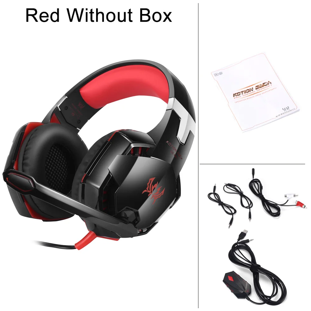 KOTION каждый GS600 Pro PC Gaming Headset стерео проводные наушники С микрофоном для Xbox 360 PS3 PS4 PC ноутбук телефон - Цвет: Red Without Box