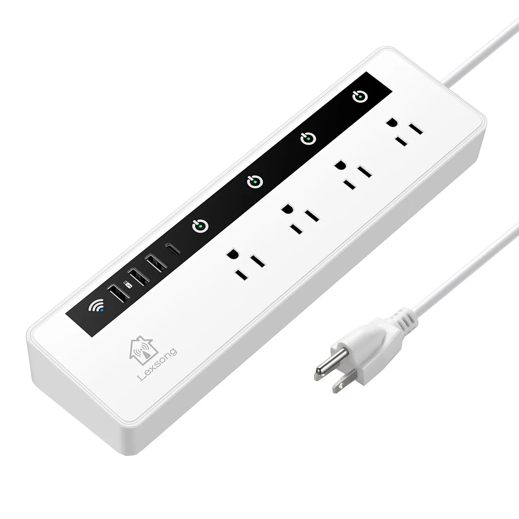 Smart Power Strip WiFi Remote Control 4AC+3USB Port US Plug Charger Accessories