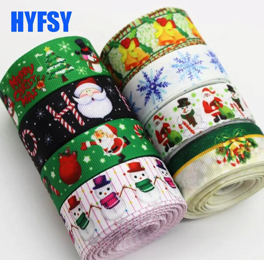 Hyfsy 10026 22 25 мм зеленая Рождественская лента 10 ярдов самодельные банты для волос ручной работы с подарочной упаковкой Новогоднее украшение корсажная лента - Цвет: mix