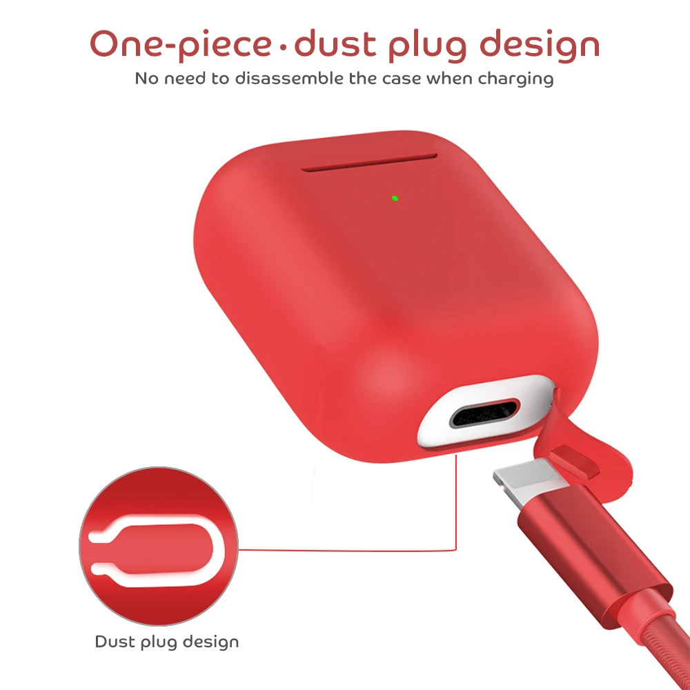 Silicone Case Anti-lost Rope Strip Storage Cover For Apple Airpods 2 Shockproof Cases Pouch For Airpods 2 Earphone Accessories