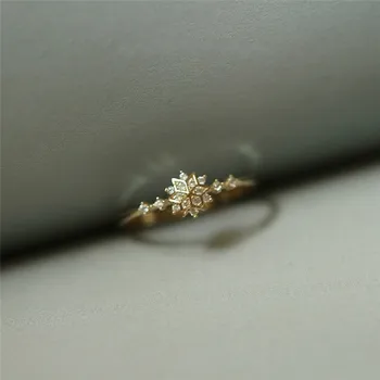 

ROMAD Cute Women's Snowflake Rings Female Chic Dainty Rings Party Delicate Rings Wedding Jewelry 3 Colors Size 5-11 R4