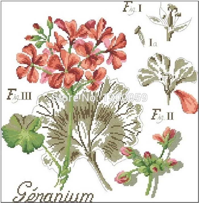 

Available Shadow Series Geranium Flower Needlework Embroidery Package Cross Stitch Kit Factory Sale 18CT/16CT/14CT/11CT/9CT