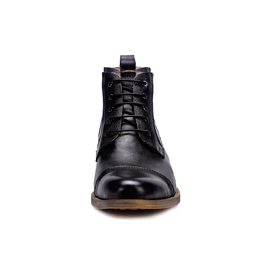 Cuero Para Plus Hombre Auténtico Vintage Montar Size marrón Negro Zapatos A Botines El Vestido Encaje Asd55 Hombres De Punta Diseñador Vaquero Redonda Mano xrwwtHInT