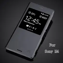 Высокое качество для sony Xperia M4 Aqua Dual E2303 E2333 E2353 роскошный Ультратонкий чехол-книжка из искусственной кожи с окошком для просмотра