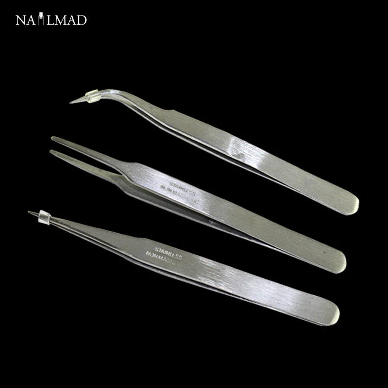 Buy 3Pcs NailMAD Tweezers Set Curve & Straight