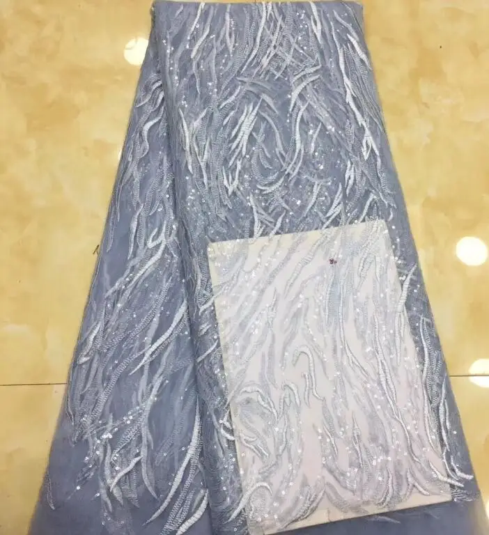 

african tulle mesh lace fabric embroidery lace fabric 5yards with sequins ZH-3311 best quality