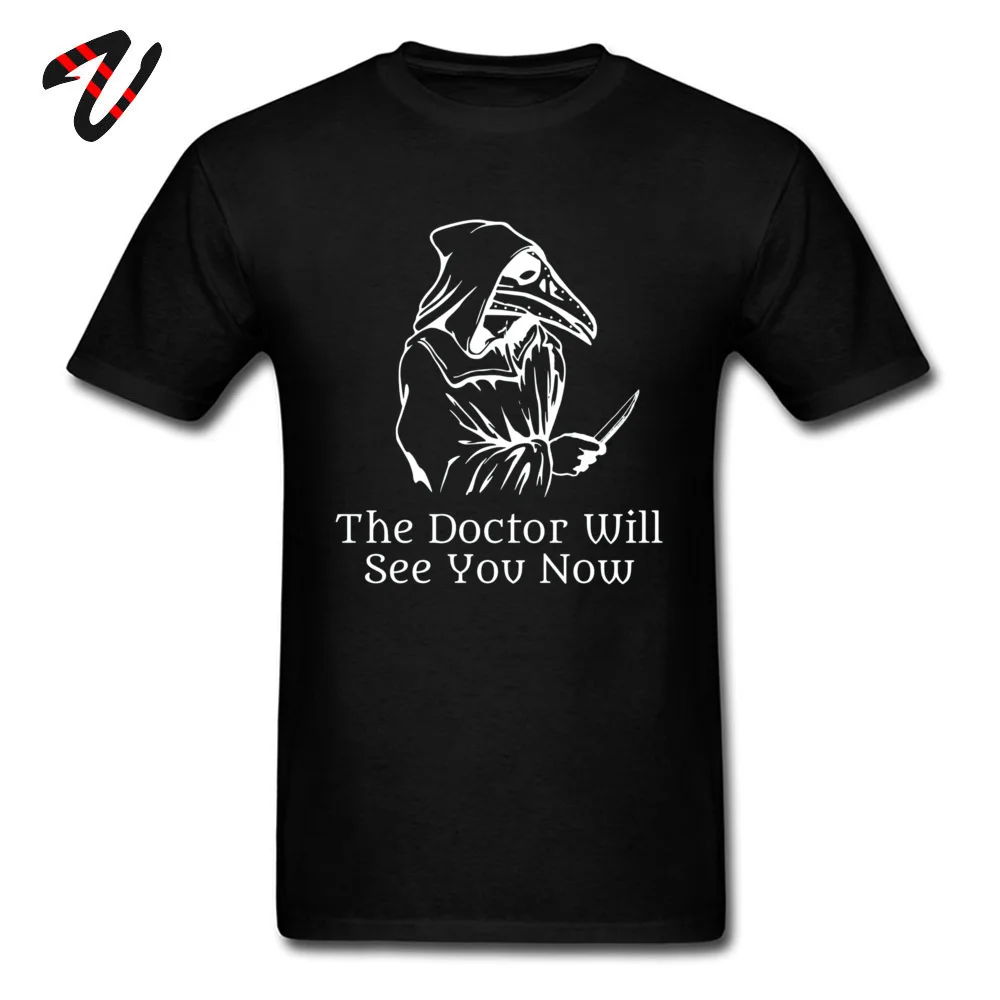 Custom Short Sleeve Tops T Shirt Labor Day Round Neck 100% Cotton Men Tshirts Plague Doctor Custom T Shirt New Design Plague Doctor 19732 black