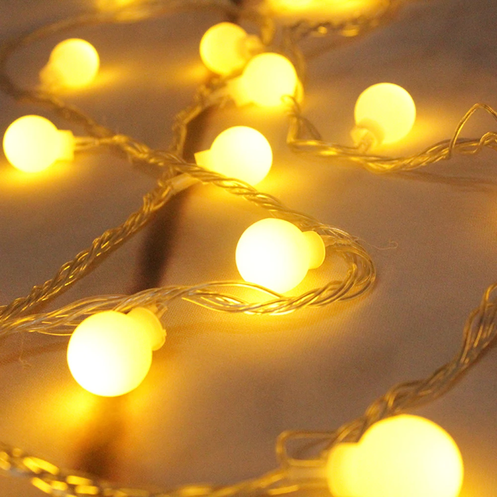 

1.5M 2M 3M Fairy Garland LED Ball String Lights Waterproof For Christmas Tree Wedding Home Decoration Battery Powered Warm white