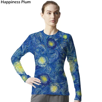 

Galaxy Shirt Space Van Gogh Starry Night Shirt Long Sleeve 3d Print Tshirt Cool Brand Clothing 2017 High Quality Summer Top 4XL