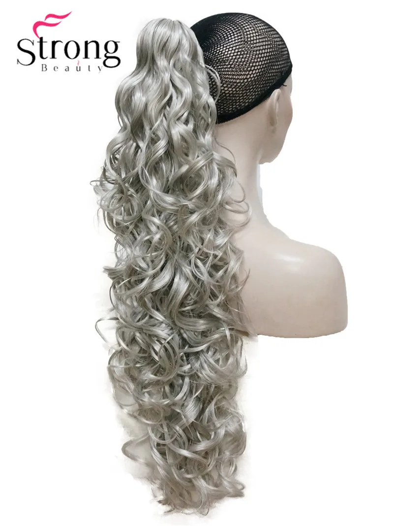 

StrongBeauty 32" Curly Synthetic Clip In Claw Drawstring Ponytail Hair Extension Synthetic Hairpiece 270g with a jaw/claw clip