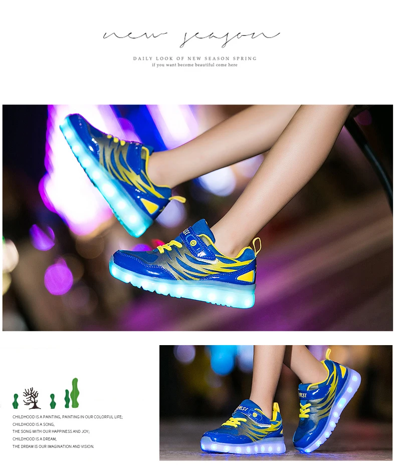 Новые Детские светильник обувь светодиодный светящееся Зарядное устройство USB светящиеся кроссовки для мальчиков, обувь для девочек из сетчатой ткани Повседневное спортивные Туфли без каблуков Детские 02B