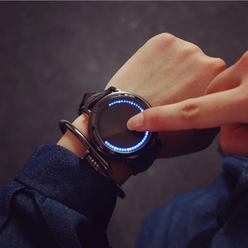 

minimalist smart LED watch , leather normal waterproof , Creative personality Tree women watch electronics casual watches