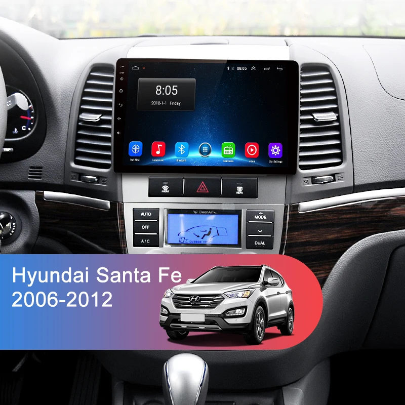 Perfect AWESAFE for Hyundai Santa Fe 2006-2012 Car Radio Multimedia video player GPS No 2din 2 din Android 8.1 2G+32G 1