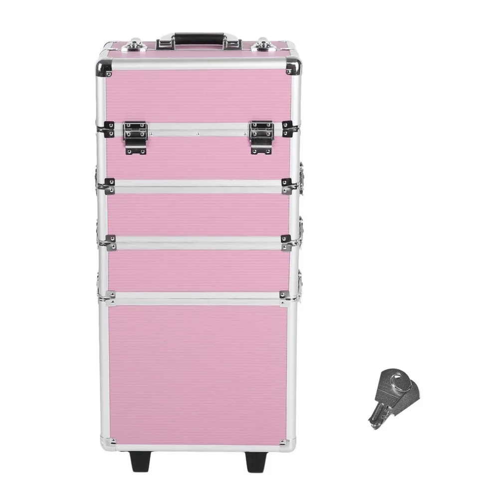 

4 In 1 Beauty Portable Make Up Cosmetic Box Large Capacity Travel Carry Case Hairdressing Trolley Organizer Storage Container