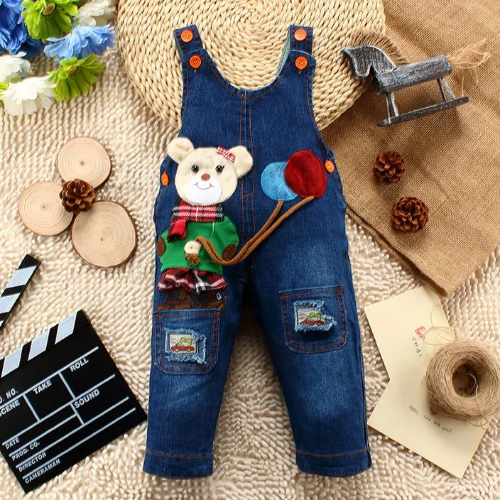 9M-24M Baby Girl Clothing Bebe Boy Overalls Animal Cow Long Pants Cartoon Kwaii Jumpsuit Denim Jeans Rompers Toddler Clothes - Цвет: NO1