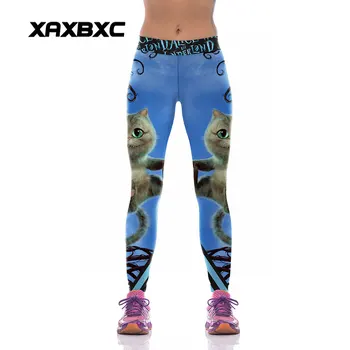 

XAXBXC New 1005 Sexy Girl Slim Pencil Pants Alice in Wonderland Magic Cheshire Cat Prints Workout Fitness Elastic Women Leggings