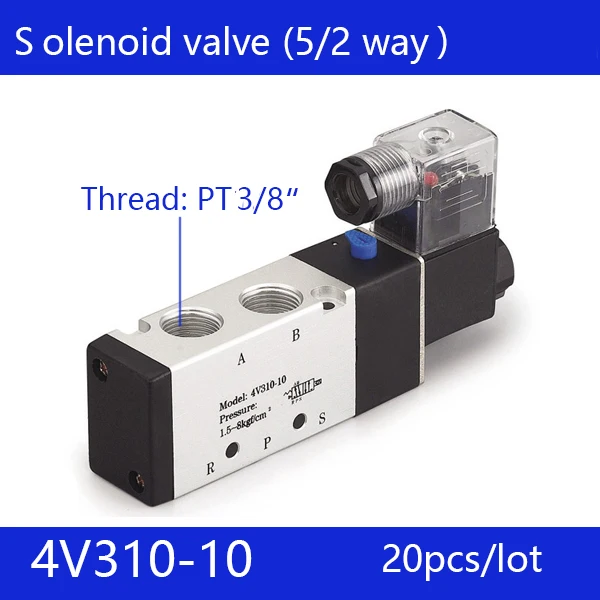 

20pcs free shipping good qualty 5 port 2 position Solenoid Valve 4V310-10,have DC24v,DC12V,AC24V,AC110V,AC220V