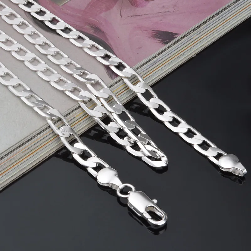 6 мм 16 дюймов-24 дюймов звено цепи ожерелье s серебряные ювелирные изделия для мужчин ожерелье, 925 пробы Серебряное ожерелье мужские ювелирные изделия аксессуары