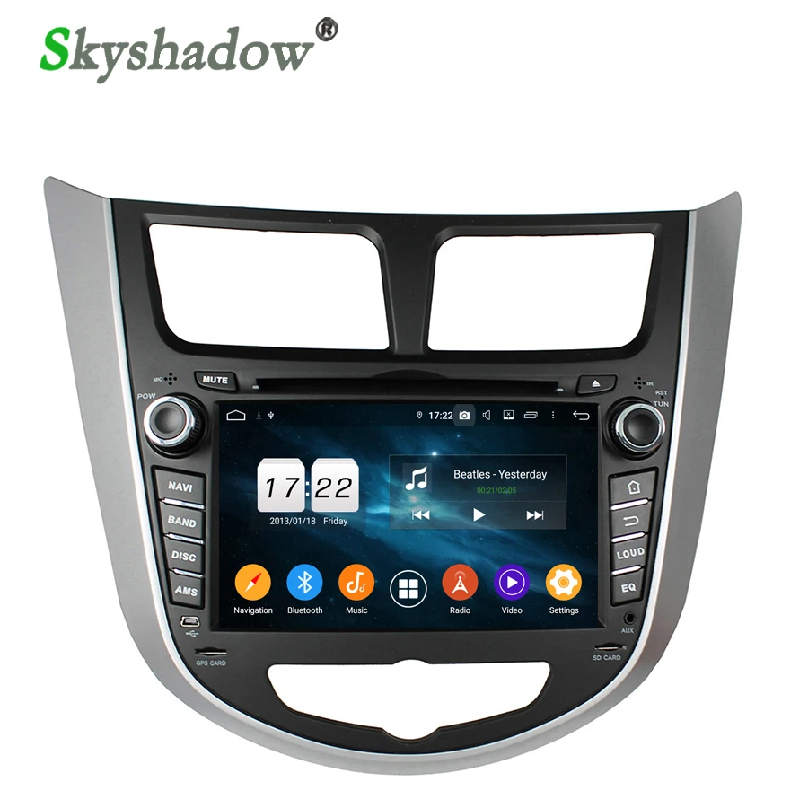 Excellent DSP Android 9.0 8 Core 4G + 32GB Car DVD Player For Hyundai Verna Accent Solaris 2011-2015 GPS Map RDS Radio wifi Bluetooth 4.2 3