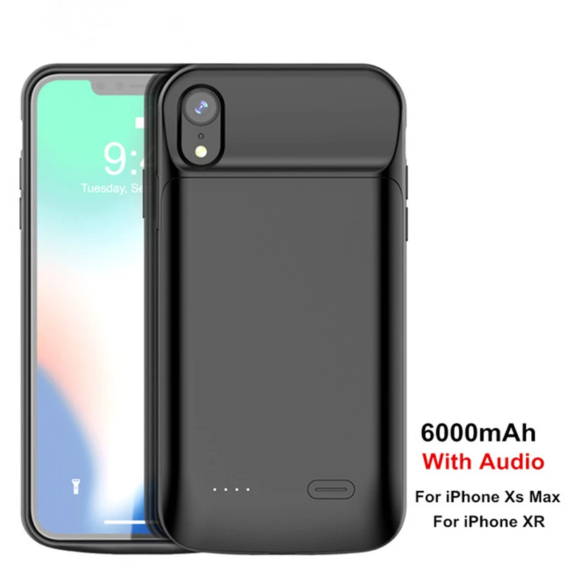 Koop 6000 mah Draagbare Audio Batterij Oplader Voor iphone Xs Max Power Bank Terug Klem Cover Voor Apple iPhone Xr opladen Capa