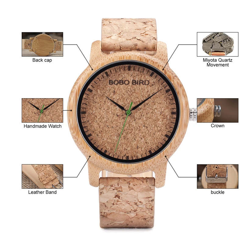 BOBO BIRD relogio feminino влюбленные бамбуковые кварцевые часы Лидирующий бренд модная пробка ремешок наручные часы aM11