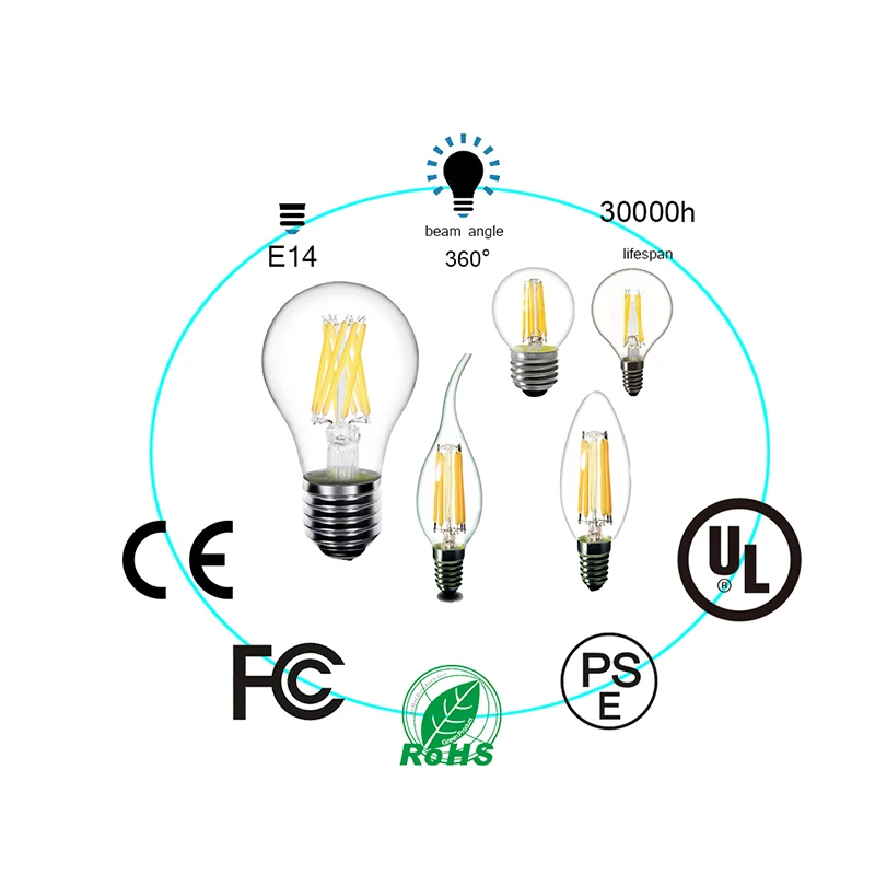 C35 A60 G45 Ретро Античная Стекло Edison накаливания свет E14 светодио дный лампы винт светодио дный лампа E27 Стекло лампы источник света лампы 360 градусов