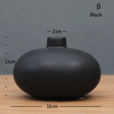 Классическая черная/белая керамическая ваза, Настольная Маленькая ваза, китайская фарфоровая ваза для цветов, креативный подарок, домашний декор - Цвет: B black