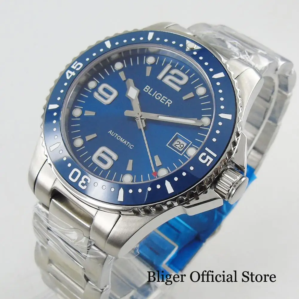 US $77.35 Top Brand BLIGER Sapphire Crystal Mens Watch With Automatic SelfWinding Movement 40mm Wristwatch Mental Band
